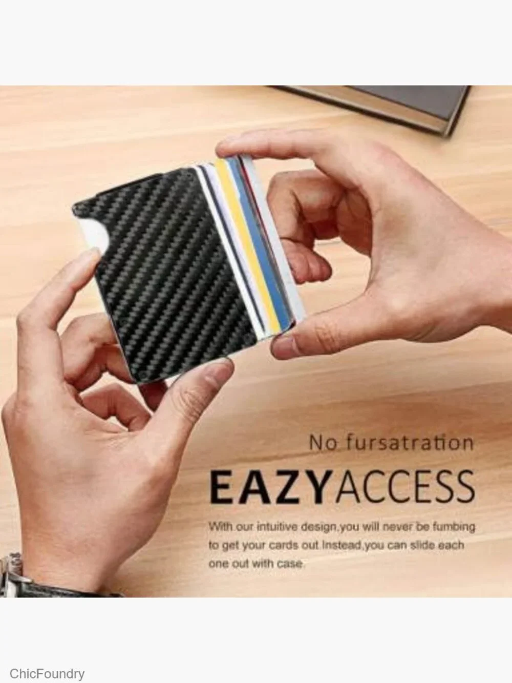 RFID Blocking Carbon Fiber Money Clip Wallet - Slim Minimalist